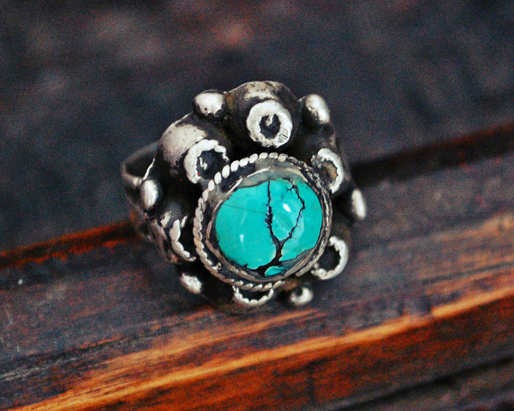 Antique Afghani Turquoise Ring - Size 7