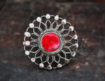 Antique Afghani Tribal Silver Ring - Size 7