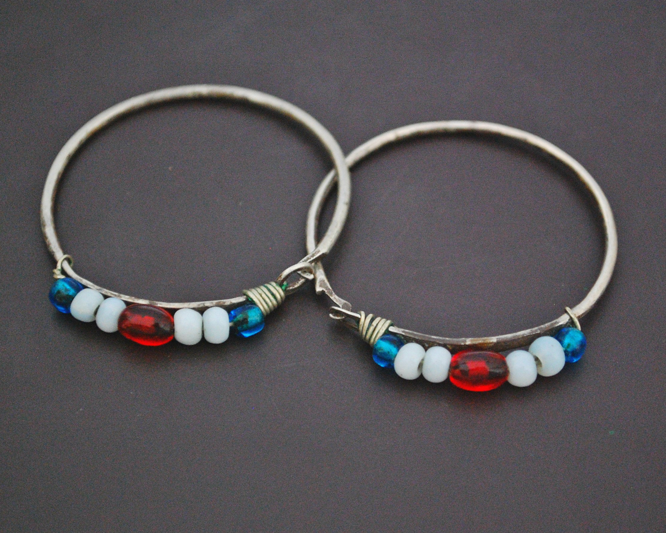 Old Berber Hoop Earrings with Glass