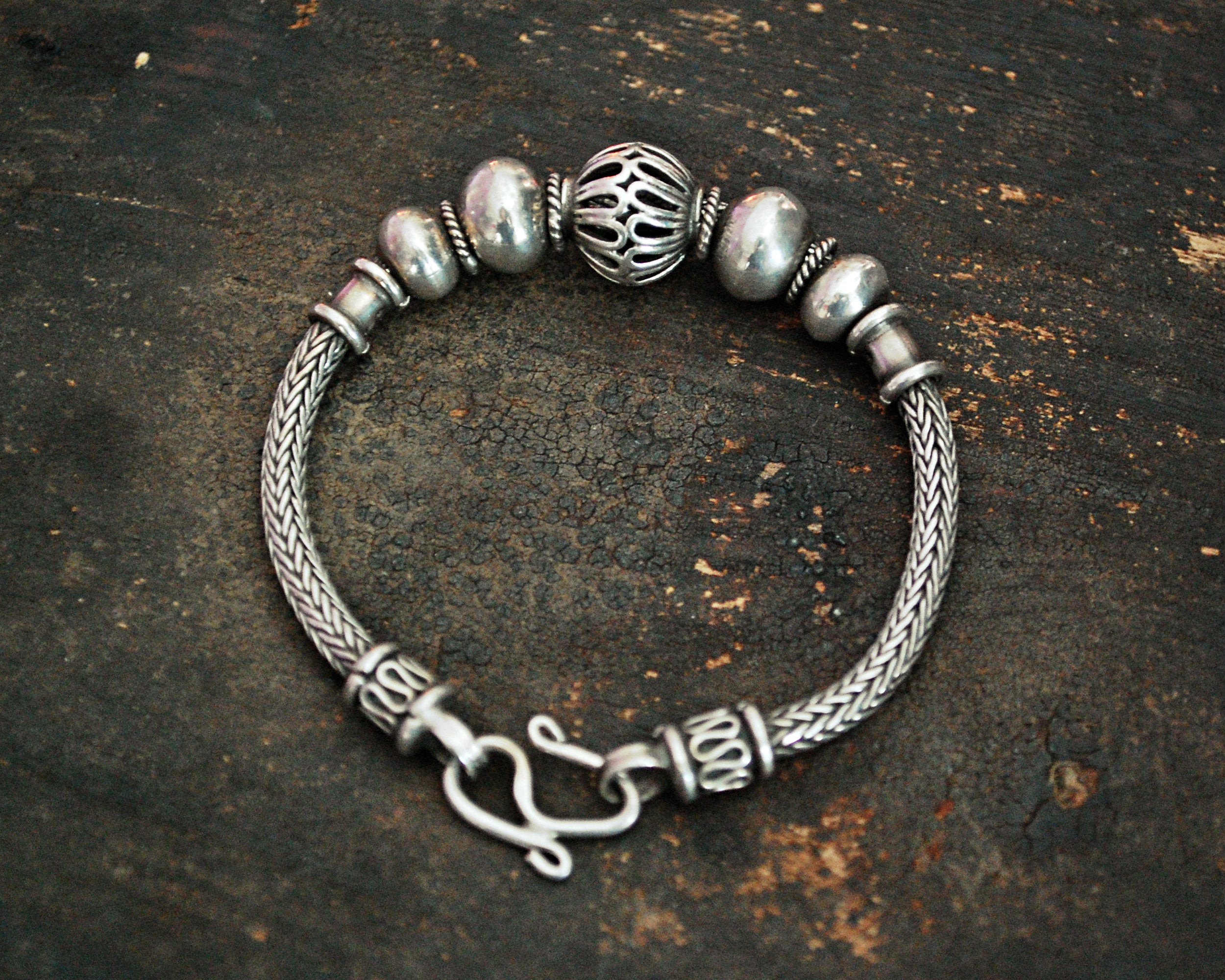 Balinese Snake Chain Bracelet with Beads