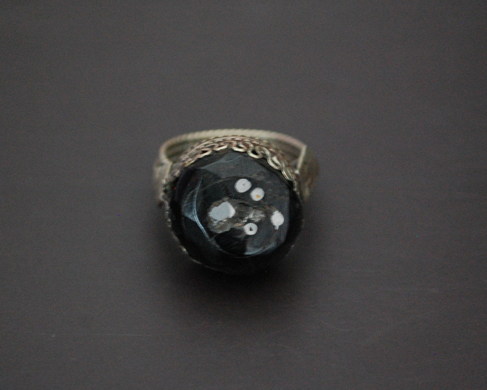 Yemeni Bedouin Black Coral Ring - Size 7.5