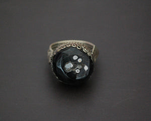 Yemeni Bedouin Black Coral Ring - Size 7.5