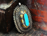 Kazakh Gilded Turquoise Pendant