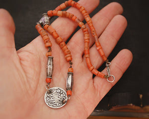 Old Berber Coin and Coral Necklace