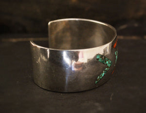 Vintage Mexican Chip Inlay Cuff Bracelet