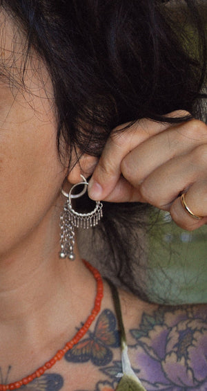 Afghani Hoop Earrings with Tassels