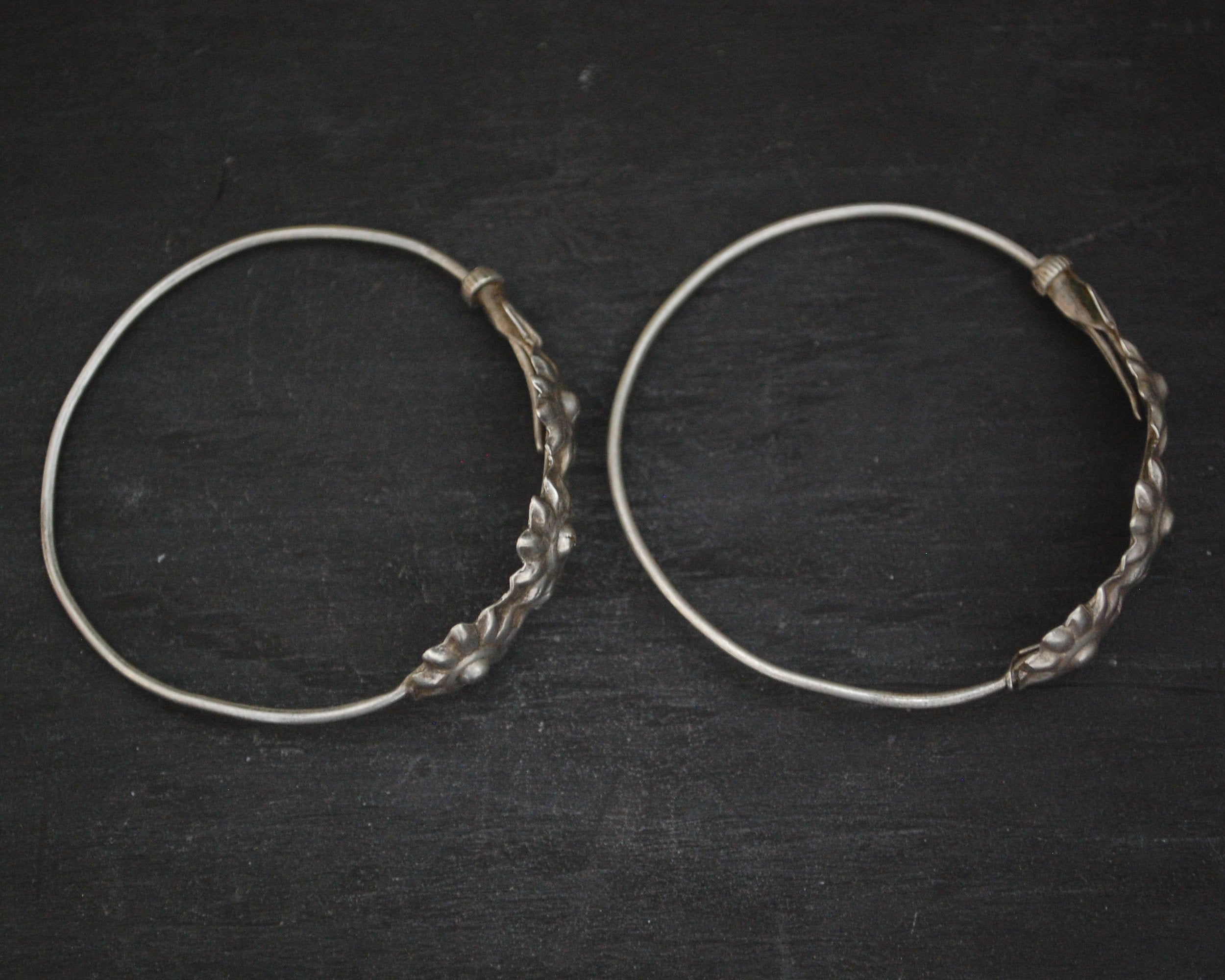 Antique Afghani Hoop Earrings with Flowers