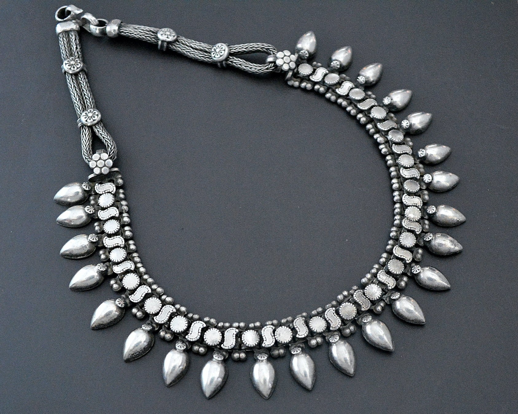 Short Indian Silver Choker Necklace