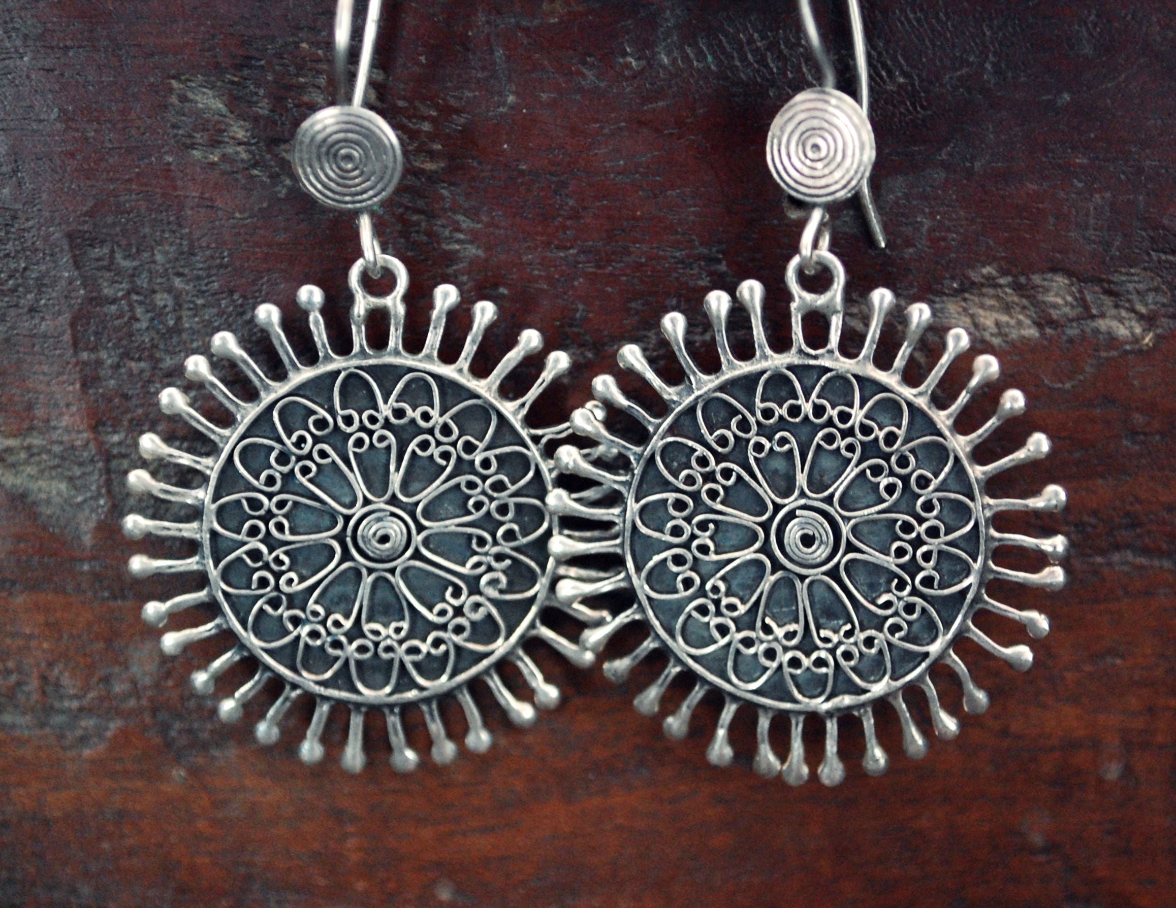 Ethnic Indian Mandala Dangle Earrings