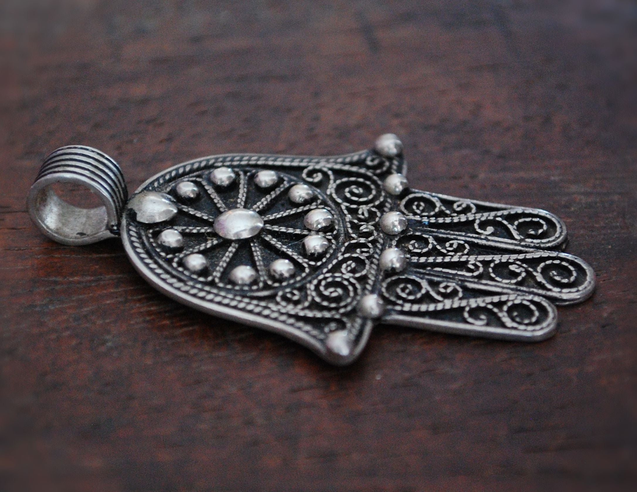 Moroccan Hamsa Silver Pendant