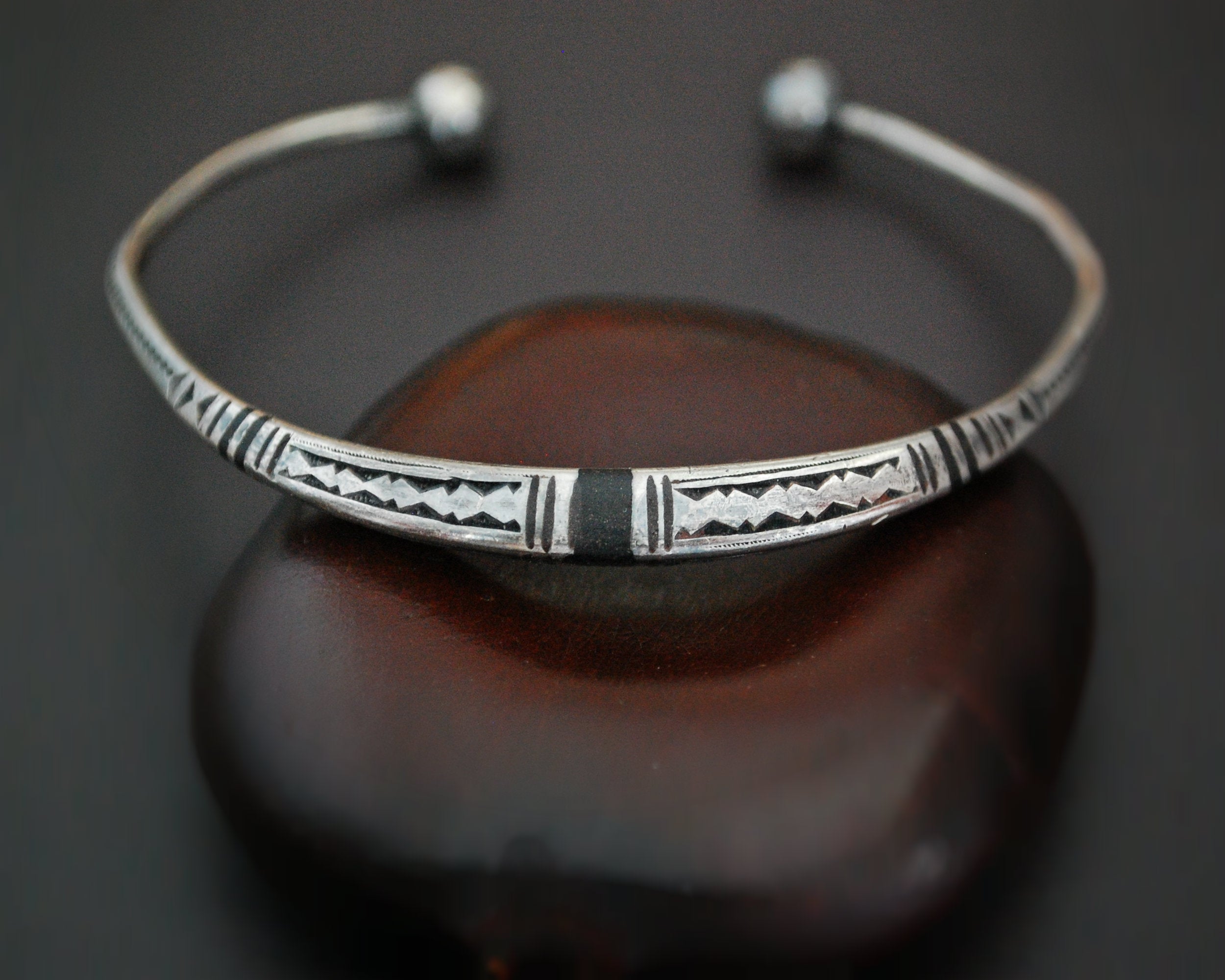 Tuareg Silver Cuff Bracelet with Ebony