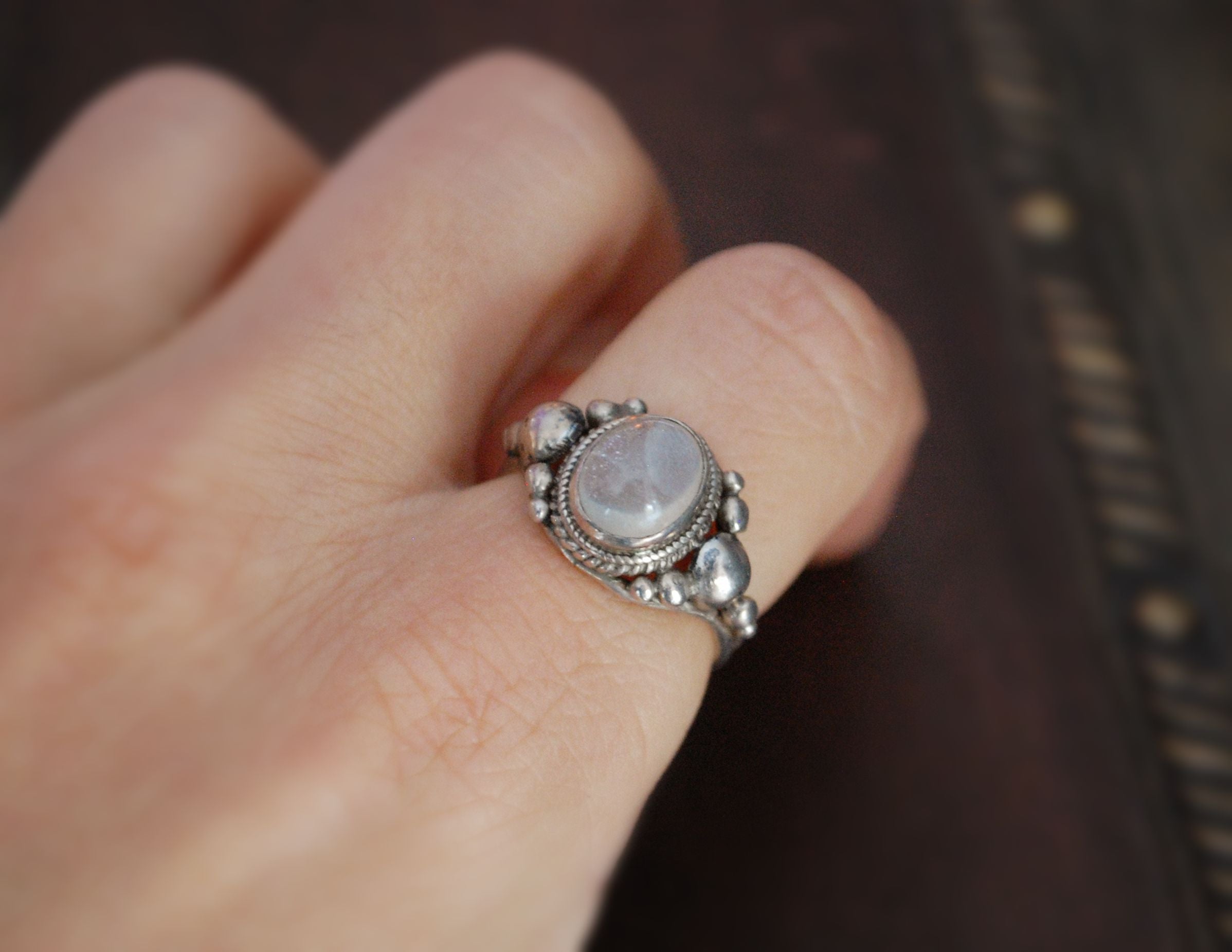 Ethnic Moonstone Ring from India - Size 6.5