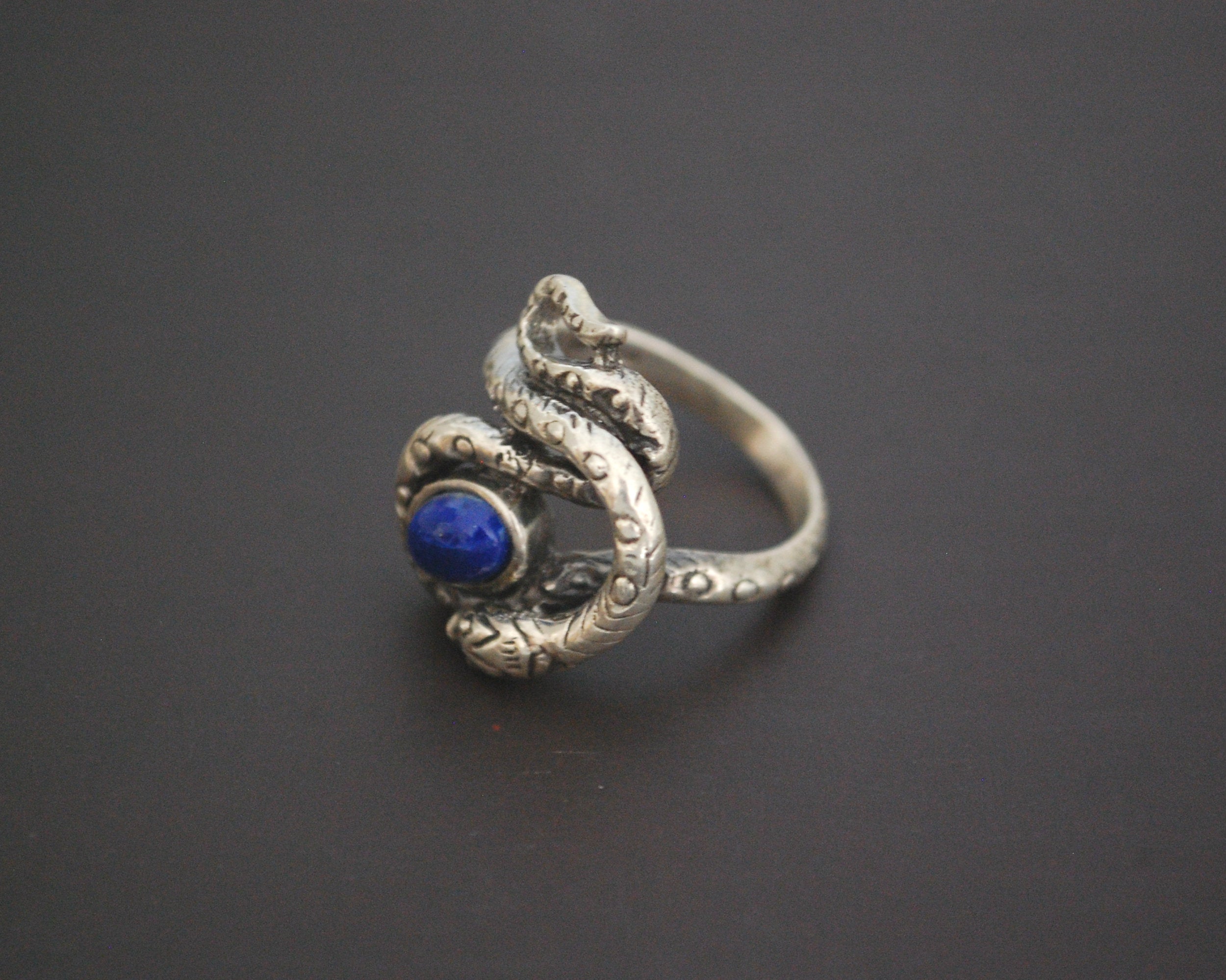 Snake Ring with Lapis Lazuli - Size 8