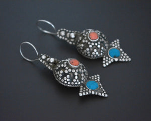 Afghani Coral Turquoise Earrings