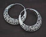 Ethnic Hoop Earrings with Flower Cut Out Design