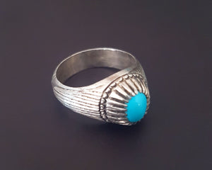 Afghani Silver Turquoise Ring - Size 8.5