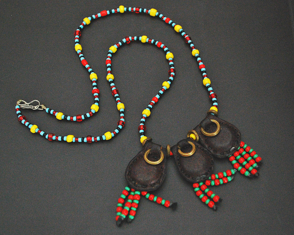 Woodaabe Leather Beaded Necklace