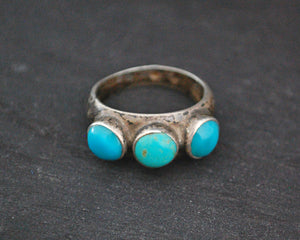 Ethnic Turquoise Band Ring  - Size 7