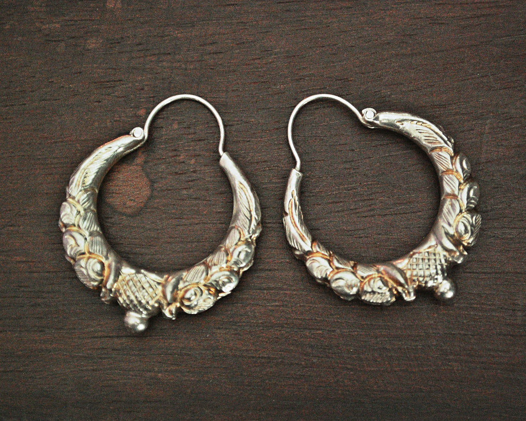 Nepali Silver Gilded Hoop Earrings