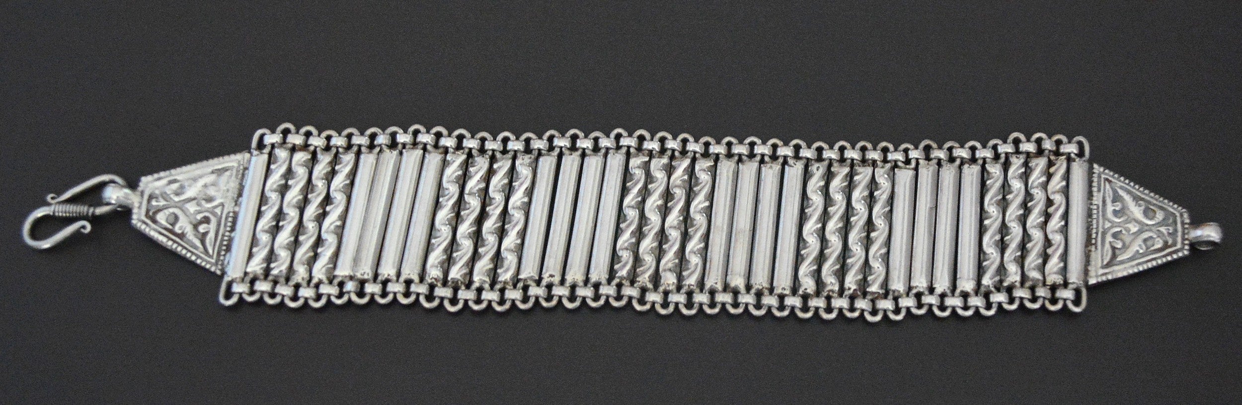 Wide Rajasthani Silver Link Bracelet