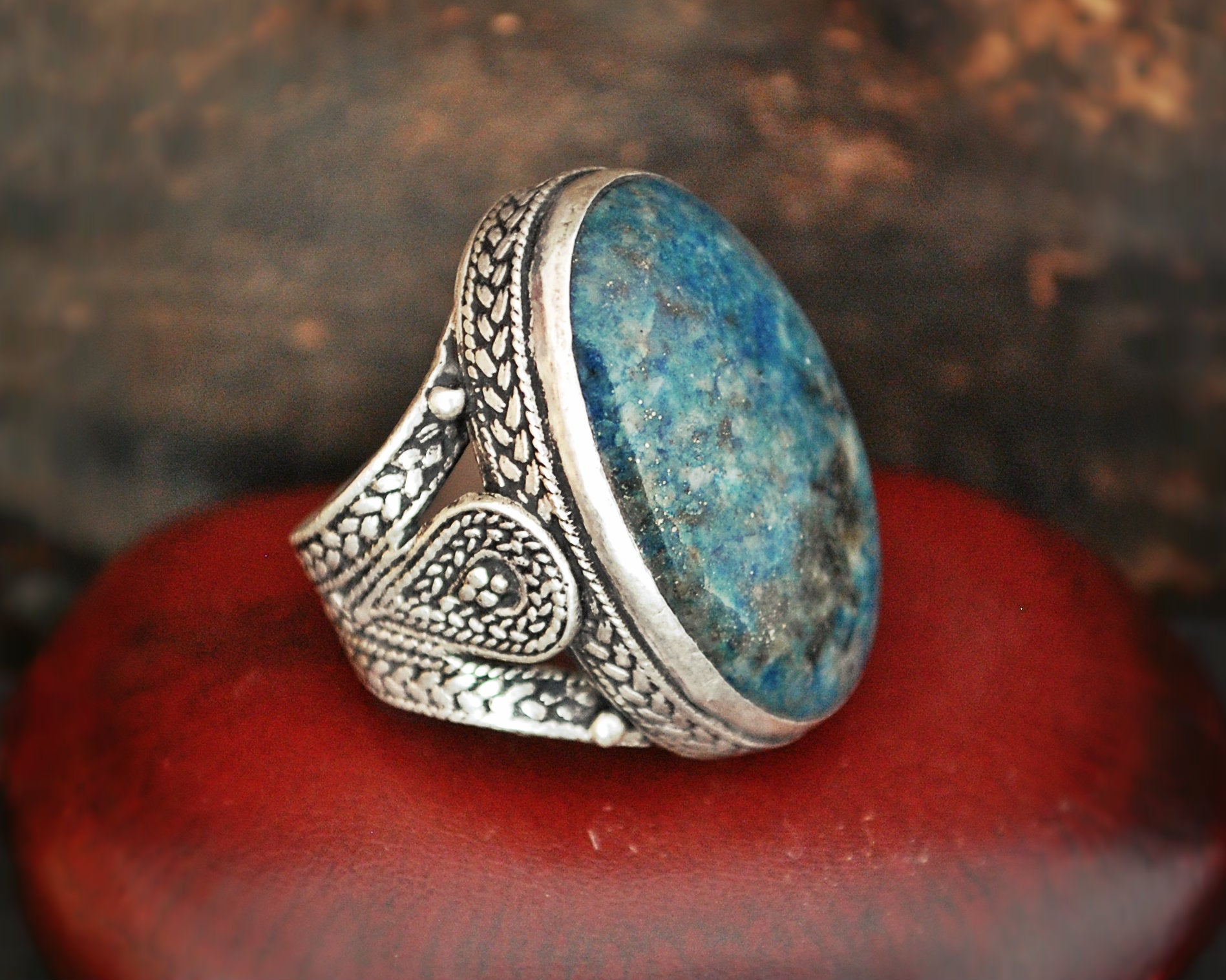 Antique Turkmen Ring with Big Stone - Size 8