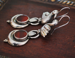 Indian Carnelian Earrings with Swan