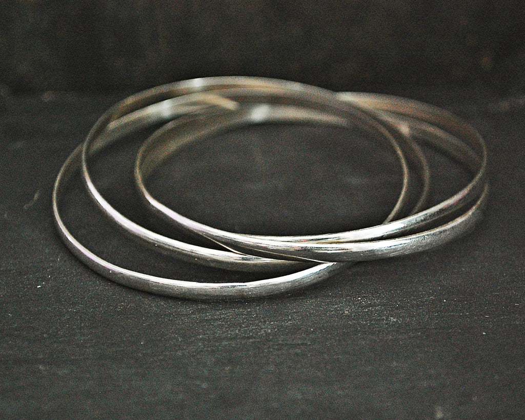 Interlocked Sterling Silver Bangle Bracelets