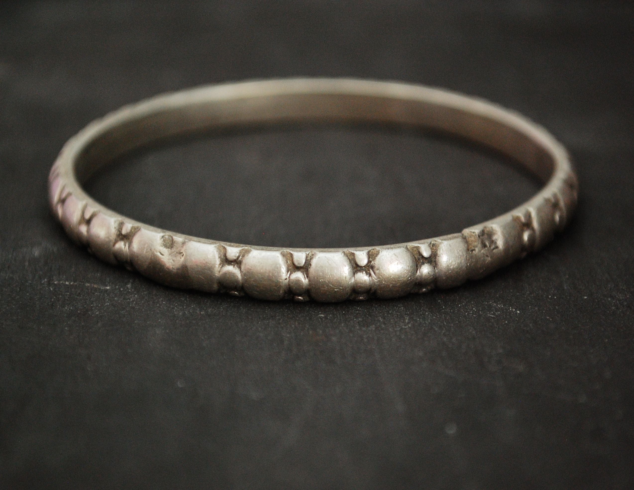 Antique Indian Tribal Silver Bracelet from Rajasthan