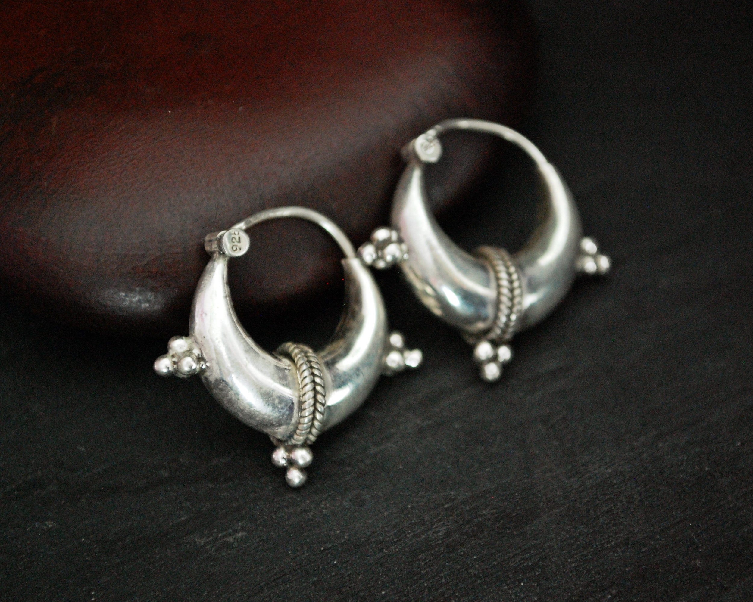 Ethnic Hoop Earrings - SMALL - Sterling Silver Hoop Earrings