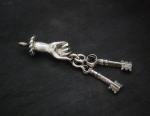 Solid Silver Hand Pendant with Keys