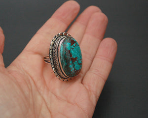 Bold Turquoise Ring from India - Size 6.75 / 7