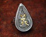 Openable Box Kazakh Tribal Silver Ring with Gold Gilding