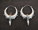 Sterling Silver Spike Hoop Earrings - LARGE