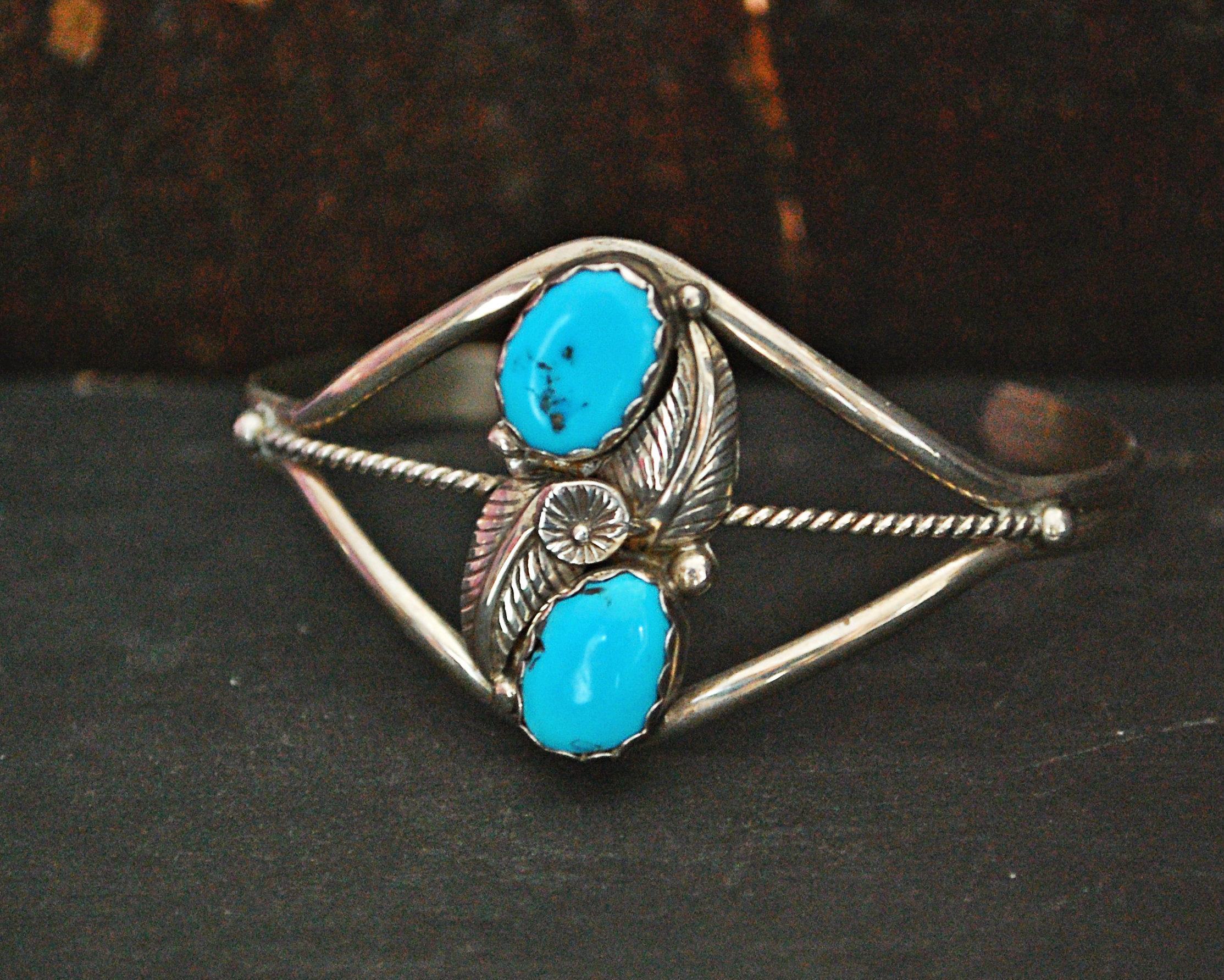 Navajo Turquoise Cuff Bracelet - Signed