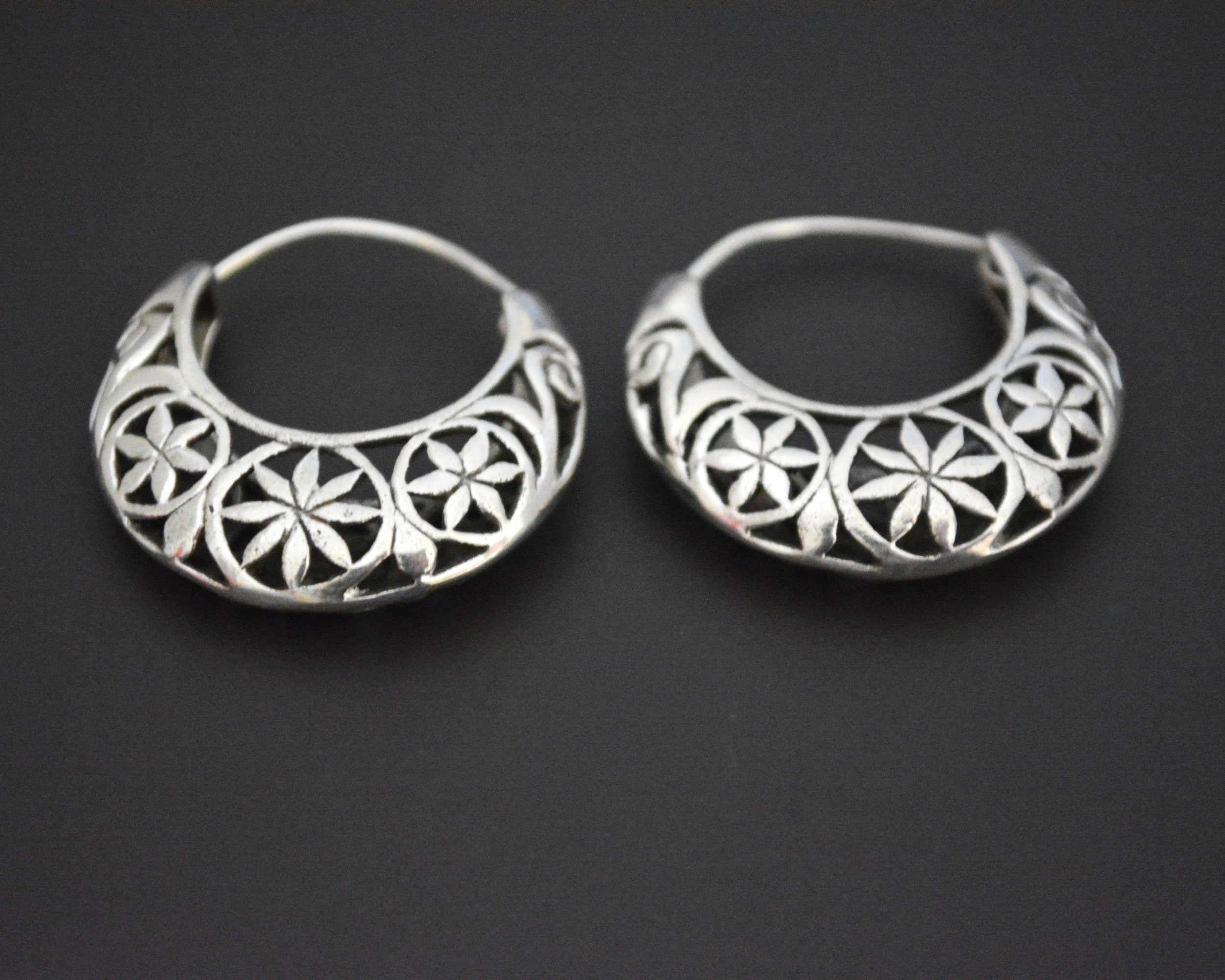 Ethnic Hoop Earrings with Cut Out Design