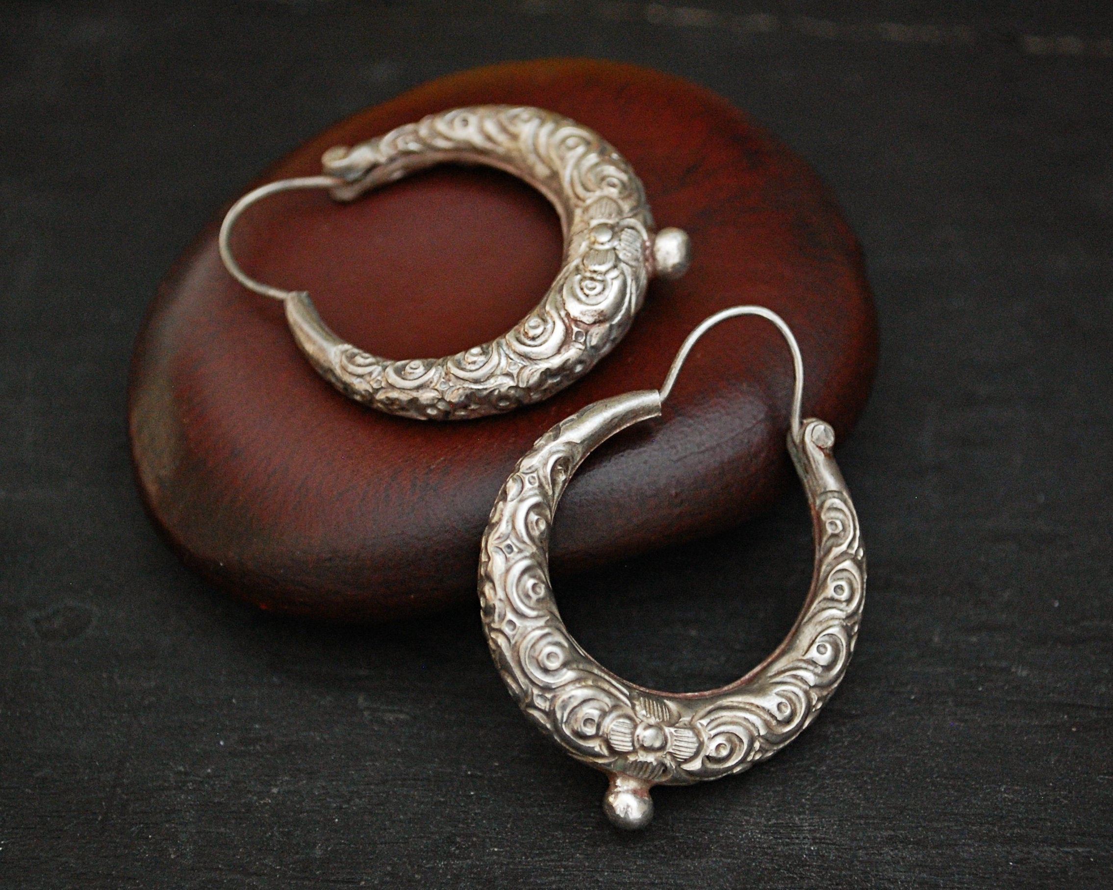 Ethnic Nepali Hoop Earrings - MEDIUM