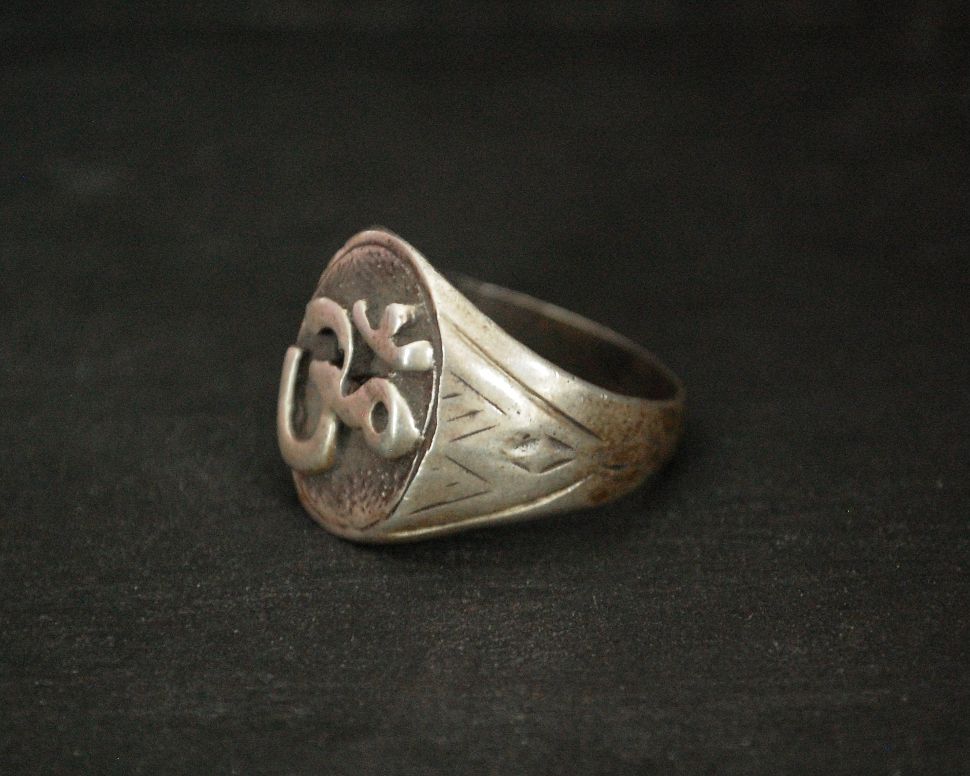 Om Silver Ring from India - Size 9.5