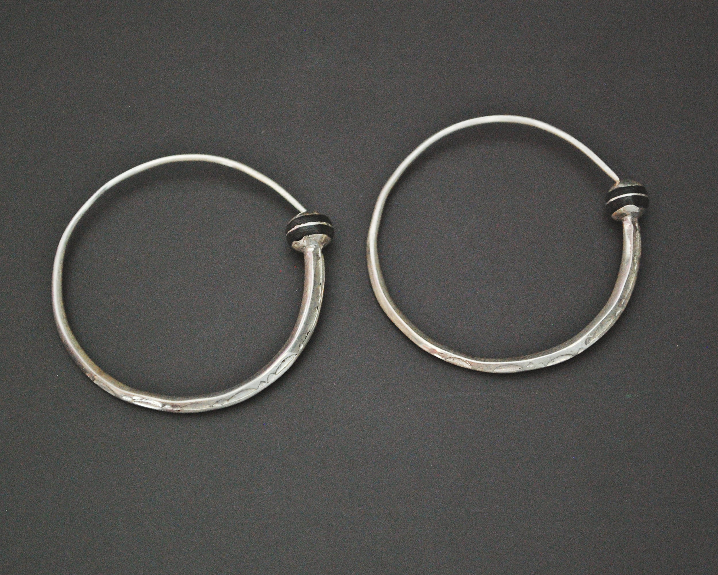 Tuareg Hoop Earrings with Ebony Inlay