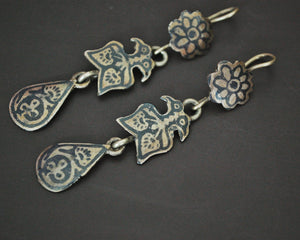 Vintage Kuchi Niello Earrings from Afghanistan Pakistan