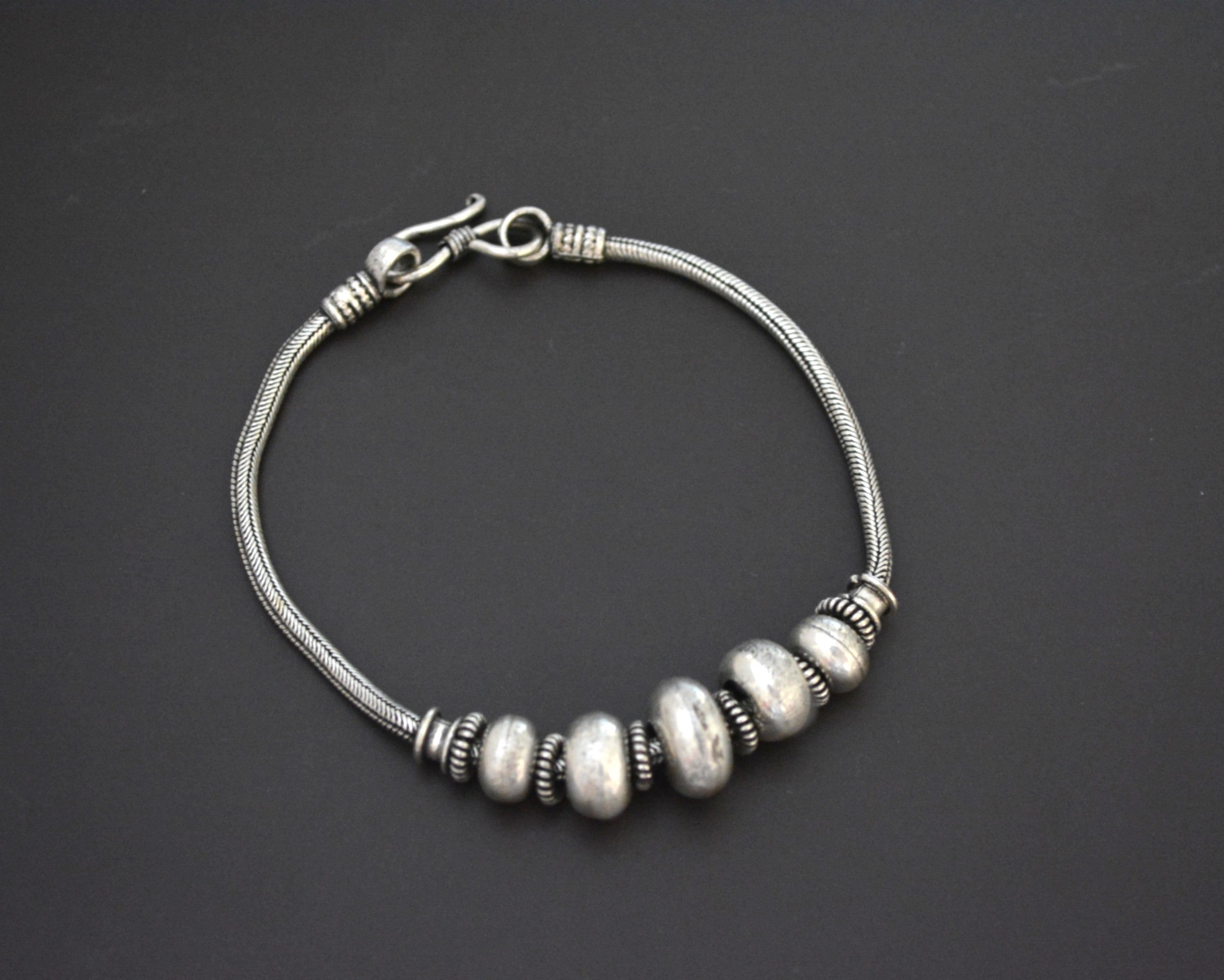 Rajasthani Silver Anklet with Beads