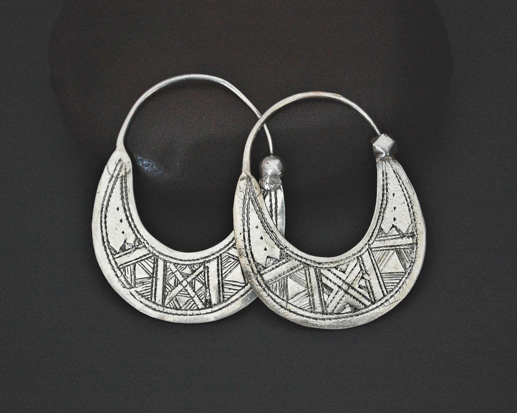 Tuareg Hoop Earrings with Carvings