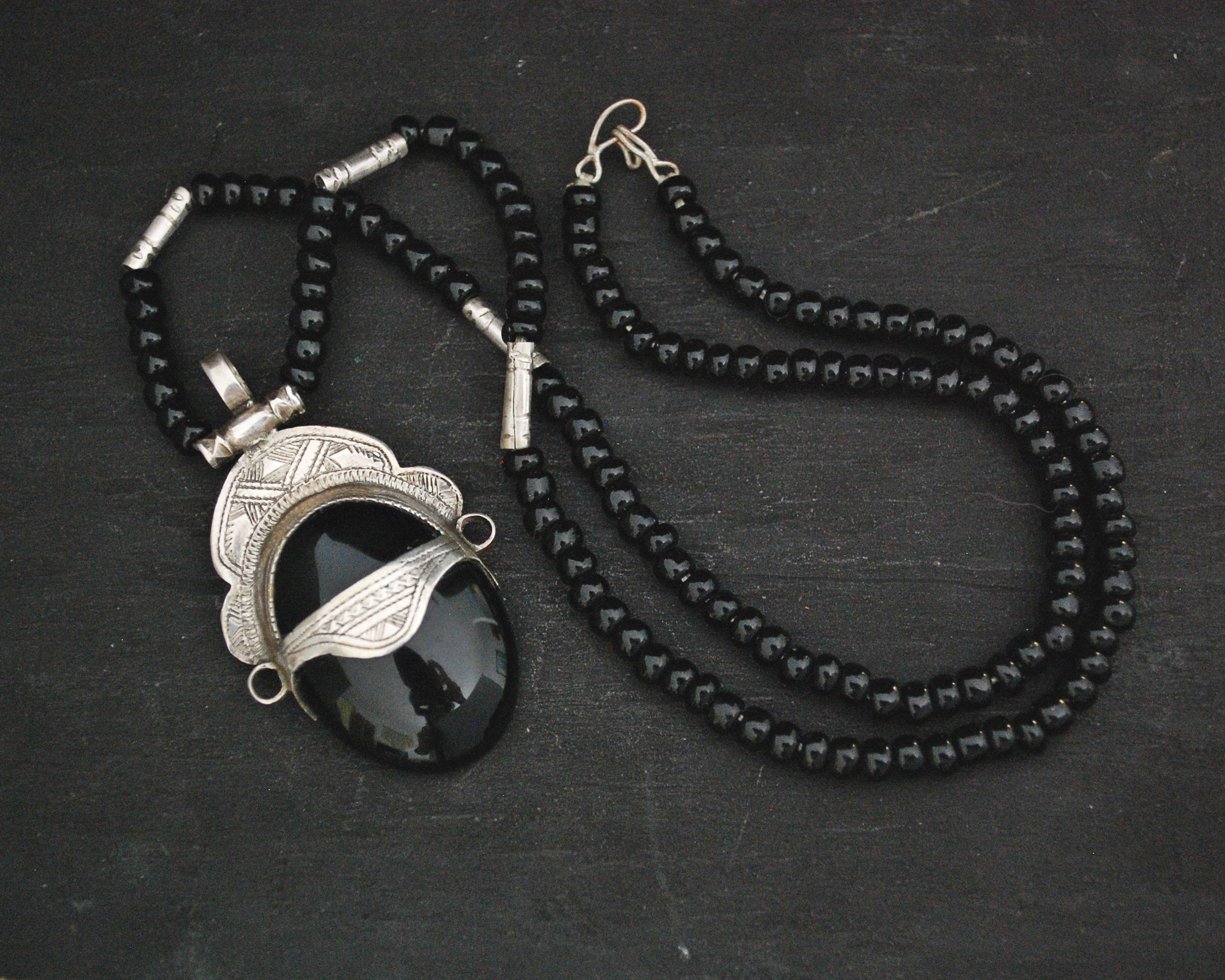 Tuareg Onyx Silver Pendant Necklace