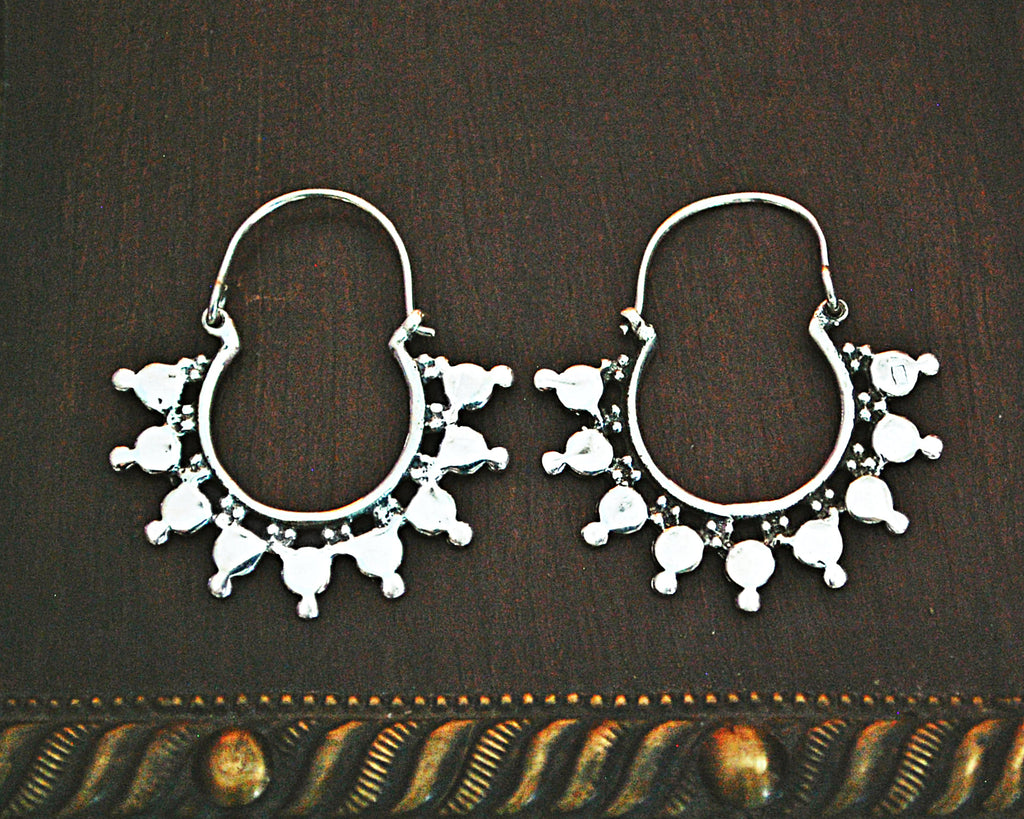 Ethnic Hoop Earrings - Sterling Silver