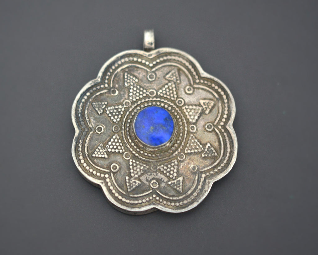 Kazakh Lapis Lazuli Silver Pendant