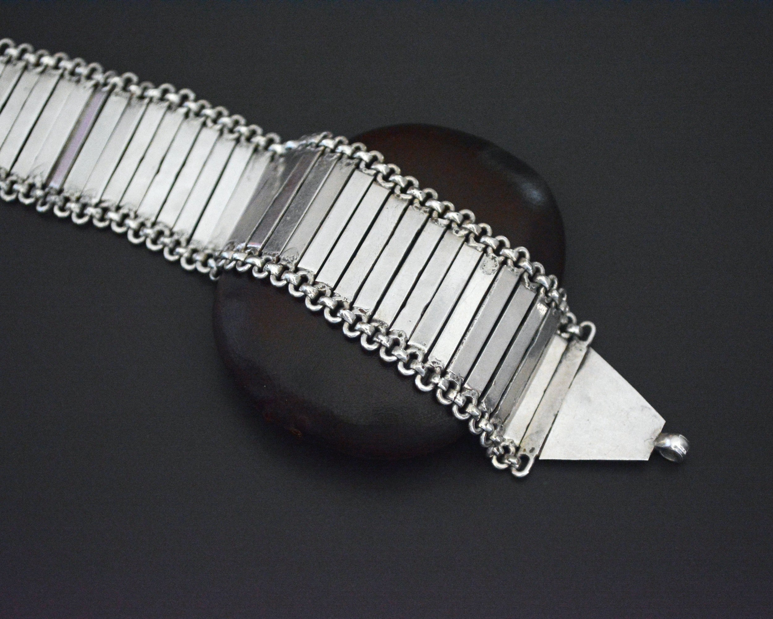 Wide Rajasthani Silver Link Bracelet