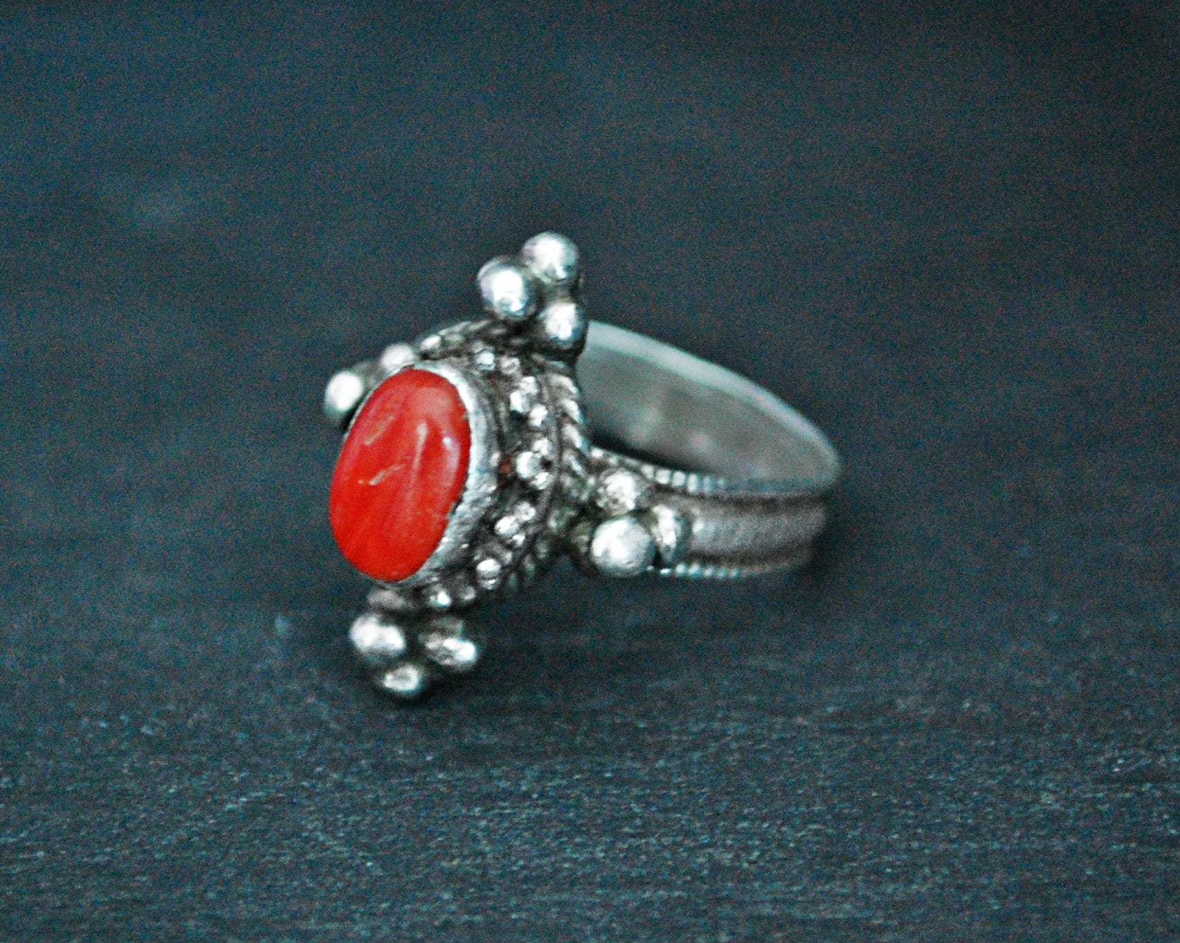 Ethnic Nepali Coral Ring - Size 5