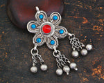 Antique Afghani Flower Pendant with Bells