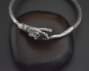 Old Silver Dragon Bracelet with Red Eyes