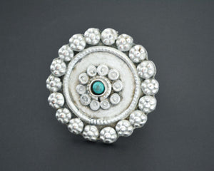 Ethnic Turquoise Disc Ring - Size 11.5