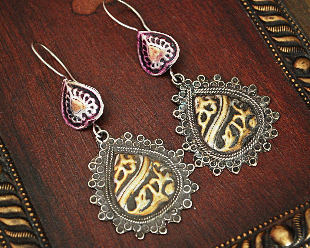 Afghani Silver and Gilded Dangle Earrings